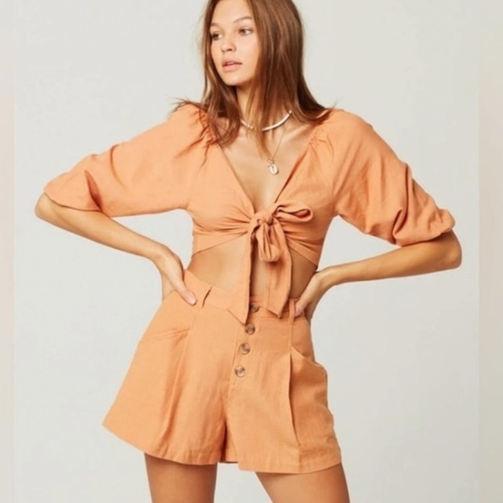L*Space Vista Shorts ONLY Linen Blend Toasted Orange‎ XS NWT